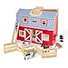 Melissa & Doug Fold and Go Wooden Barn with 7 Animal Play Figures - Farm Animals Barn Toy, Portable Toys, Farm Toys for Kids and Toddlers Ages 3+