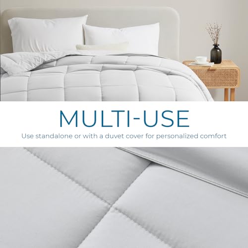 Image of Nestl Oversized King Duvet Insert, Quilted Down Alternative Comforter All Season Light Grey with Corner Tabs