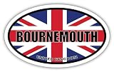 3 Pack 2x3 inches | Bournemouth United Kingdom Flag Oval Sticker Construction Toolbox, Hardhat, Lunchbox, Helmet, Mechanic, Luggage