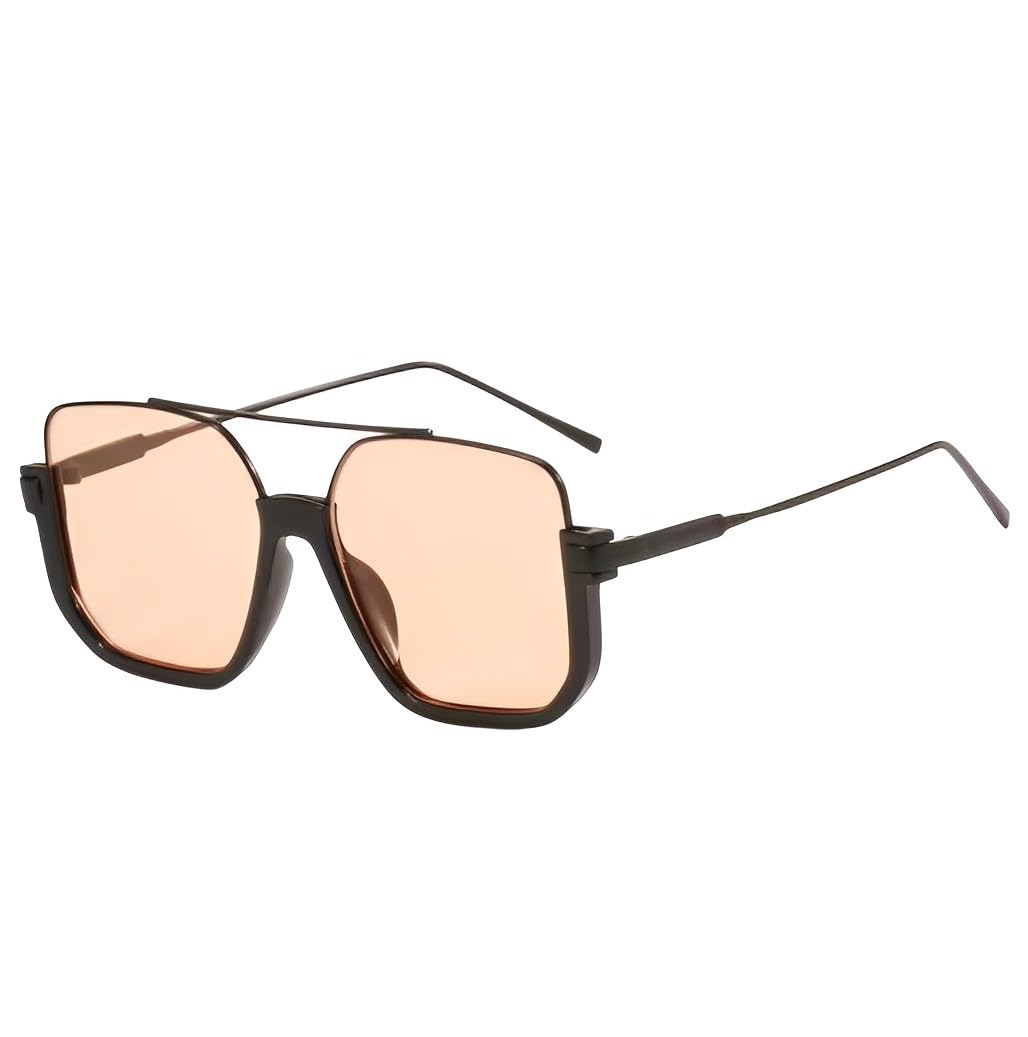 No Name LtdOversized Amber Tint Brow Bar Sunglasses Lightly Tinted Half Rimmed Sun Glasses Orange Lens Shades Octagonal Framed 2025 Fashion Glasses Women Man