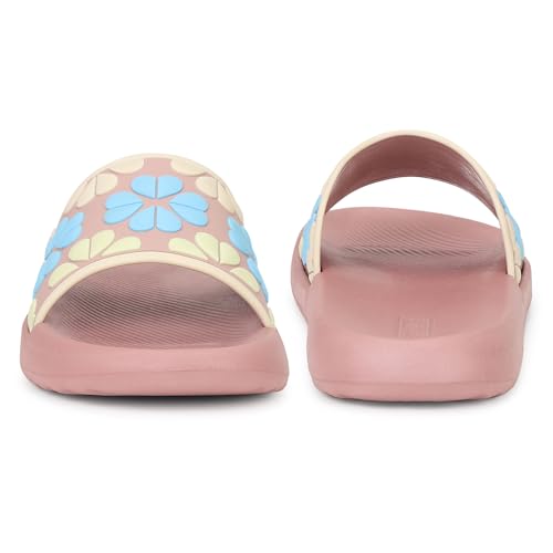 Image of Aqualite Women's Slides Slippers | Slip-On Flat Base Flipflop for Women | Anti-Skid Sole, Lightweight Comfort for Daily Home & Outdoor Wear | Casual Ladies Sandal