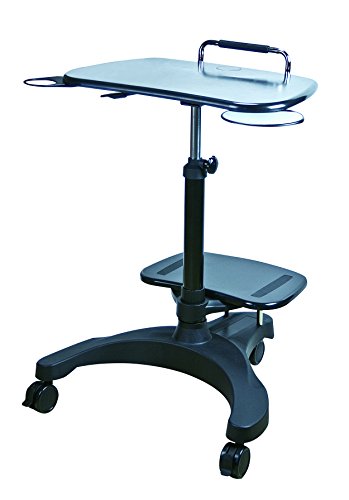Aidata Ergonomic Sit-Stand Mobile Laptop Cart Work Station With Printer Shelf. With Built In Cup Holder And Mouse Pad. Black (Model: Lpd009P) #TOP5