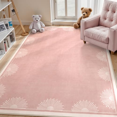 Hedlive Modern 5x7 Pink Area Rugs for Bedroom Girls, Ultra