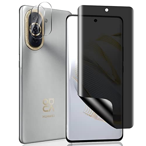 AnnhanT Schutzfolie für Huawei Nova 10 Sichtschut Weich TPU Folie 1 Stück + für Huawei Nova 10 Panzer Schutz Glas Kameraschutz 2 Stück - Anti-Spy Bildschirmschutz für Huawei Nova 10