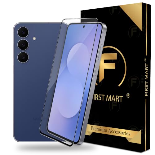 Image of FIRST MART Tempered Glass for Samsung Galaxy S25 FE, 9H Full-Glue Screen Protector, 3D Edge-to-Edge, HD Clear, Oleophobic, Case-Friendly, Black, Pack of 1