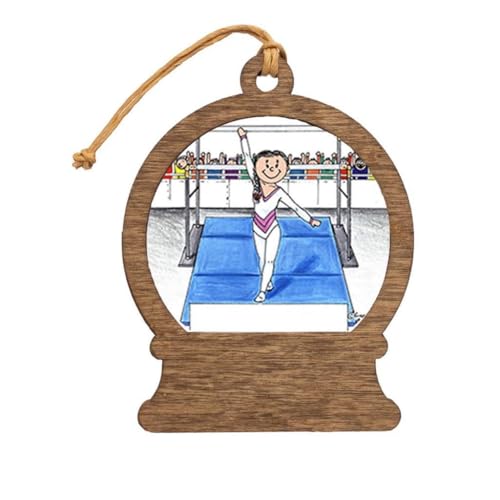 PrintedPerfection.com Personalized Gymnastics - Female Wooden Snow Globe Shaped Christmas Ornament
