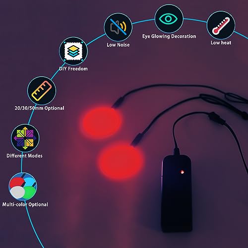 Image of Led Eyes for Mask Skeleton Ghost Black Cat Spider Pumpkin Spooky Tree, EL Panels Light for Cosplay DIY Christmas Party Decor (Red, 30mm)