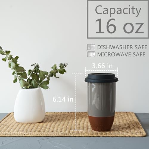 Taza de cerámica para viaje 16 oz con tapa miniatura 2