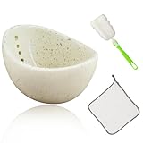 YOSMAKIY 1Pcs Herb Stripper, Pottery Herb Stripper Bowl，Comes With A Cleaning Cloth And A Cleaning Brush.Suitable For Stripping Leafy Herbs.