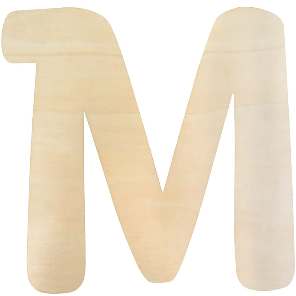Large Wooden Letter M, 12 Inch Unfinished Wood Letters for DIY Wall Decor