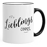MoonWorks Kaffee-Tasse Geschenk-Tasse Lieblingsonkel Geschenk Familie Onkel Farbkante schwarz Unisize