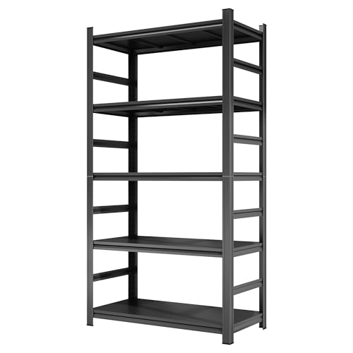 HarmoFurn 87 Inch Heavy Duty Storage Rack 5-Tier 3000LBS Capacity Adjustable Metal Shelving Unit for Garage Warehouse Tool Room 47" W x 23.6" D,Black