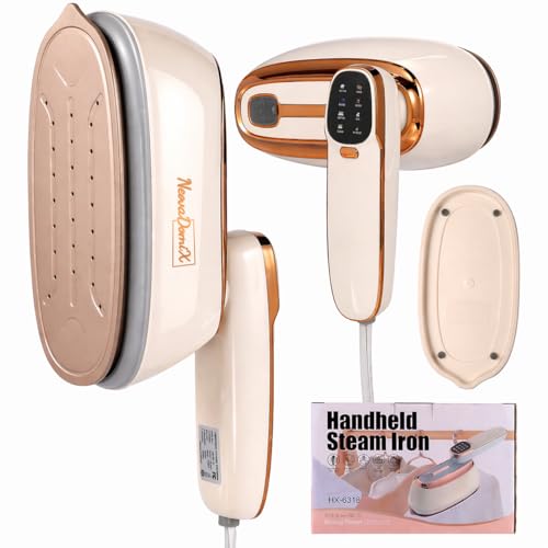 NeovaDomiX Portable 1500W Handheld Garment Steamer – 20s Rapid Heat-Up, 17 Steam Vents, 8 One-Touch Fabric Modes, 260 mL Tank for Home, Travel & Business