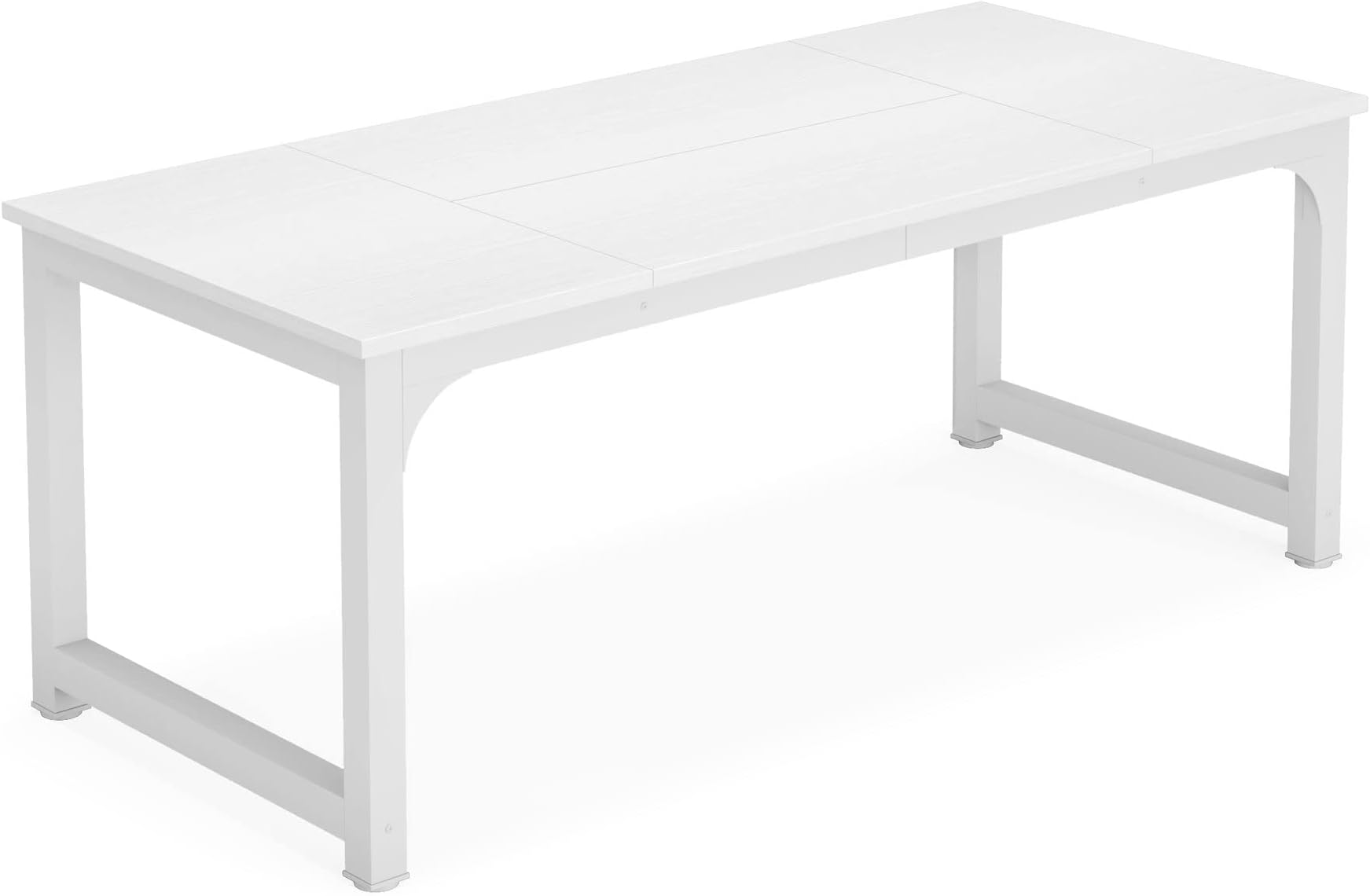 Modern Computer Desk, 70.8 x 31.5 inch Large Office Desk Computer Table Study Writing Desk Workstation for Home Office, White Metal Frame