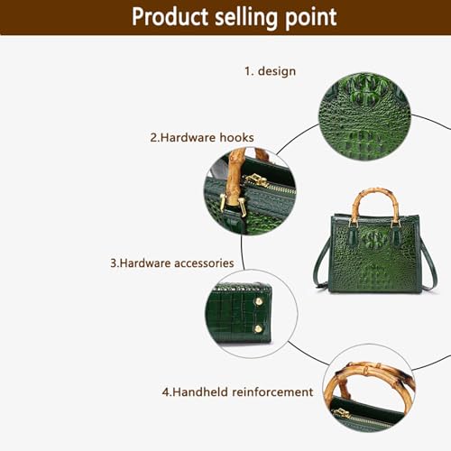 Bolso Tote para mujer con asa de bambú y piel sintética miniatura 4