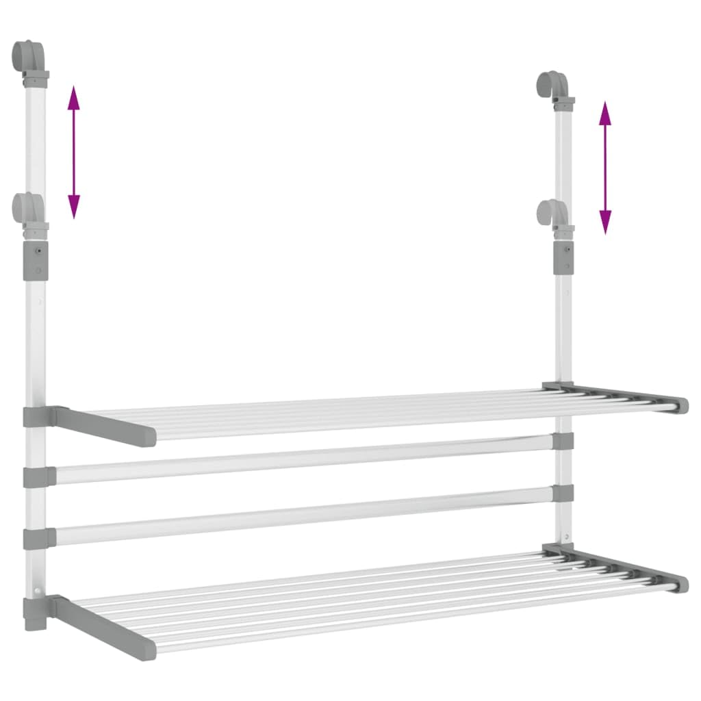 Aluminium Wäschetrockner 89x25x60-95 cm, einziehbarer Wäscheständer für Balkon, klappbarer Wäschetrockner mit Türhaken, platzsparendes Design für Waschküche und Badezimmer
