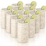 12 Pcs Talavera Ceramic Tequila Shot Glasses Set, Art, Pale Yellow