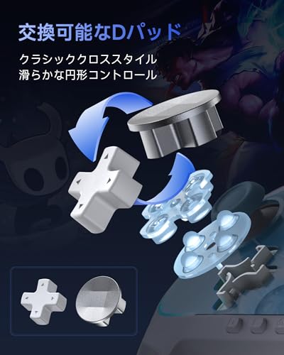 undefined Switch 2 コントローラー Switch1/2代対応、Switch コントローラー 磁気式交換可能、EasySMX S10 フェイスプレートSwitch ワンタップで起動、スイッチ コントローラー、HD振動、スリープ解除 プロコン、 1200mAh、TMR ジョイスティックゲーム コントロー 背面ボタン付き、RGB Bluetooth 無線接続、NFC、 ジャイロセンサー (白と青) の商品画像 6