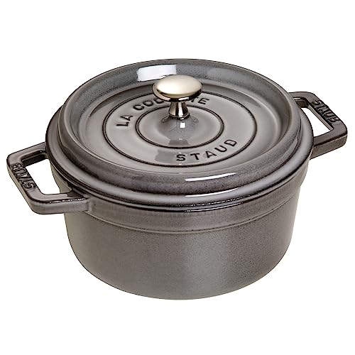 Image of Staub Cast Iron 2.75-qt Round Cocotte - Graphite Grey, Made in France