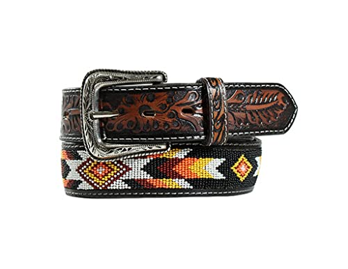 Nocona Men's Embossed Beaded Belt, Size 32, Multicolored
