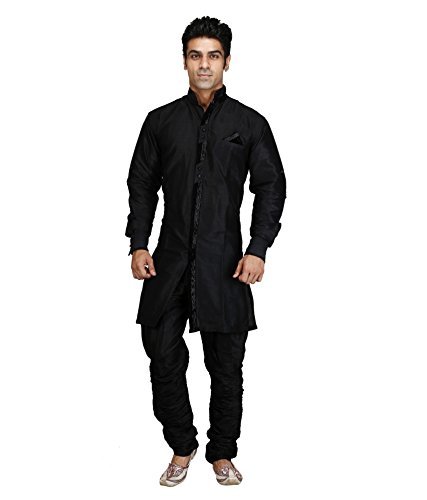 Kurta para hombre Royal Kurta negro talla 52 de manga larga con cuello redondo