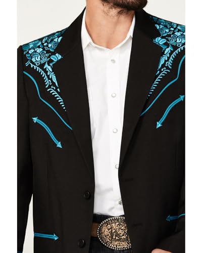 Scully Western Sport Coat Men Floral Embroidered Button Lined F0_P-9163