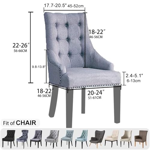 Lellen Stretch Wingback Chair Cover Slipcover - Reusable Wingback Side Chair Slipcover,Dining Chair Covers,Arm Protector Seat Covers for Dining Room Banquet Home Decor(Taupe, 4PC) - Image 6