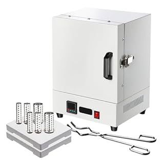 Electric Kiln Set, Includes 6 Stainless Steel Casting Flasks & 2 Ceramic Boards, 2000w 4-Sided Heating Kiln For Casting, Burnout, Electric Muffle, Tabletop Jewelry Kiln- 16x16x13.8cm Chamber