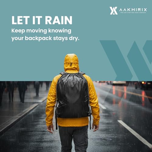 Image of Waterproof Backpack Rain Cover 25L-35L | PU Coated Dust & Scratch Protection Cover | Laptop Bag | Office Bag | School Bag | Full Bag Cover 19x22 Inch | Black