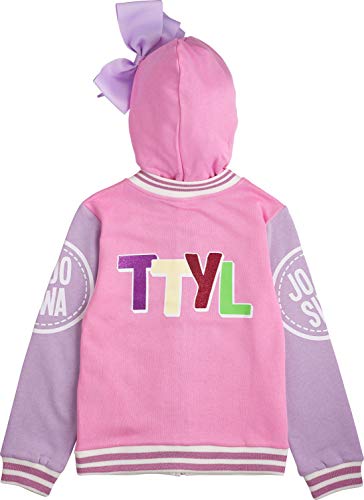 Jojo Siwa Girls Big Face Zip Up Hoodie With Bow On Hooded Sweatshirt, Light Pink/Lilac, 8 10 Us #TOP3