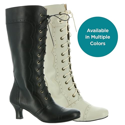 Masseys Women's Vintage Lace-Up Mid-Calf Leather Boot4