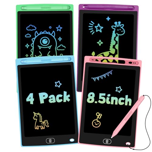 Glochin 4 Pack LCD Writing Tablet for Kids, Erasable and Reusable Toddler Doodle Board in 8.5 inch, Ideal Educational Drawing Pad for Learning Toy for Ages 3-8 Gifts for Girls Boys