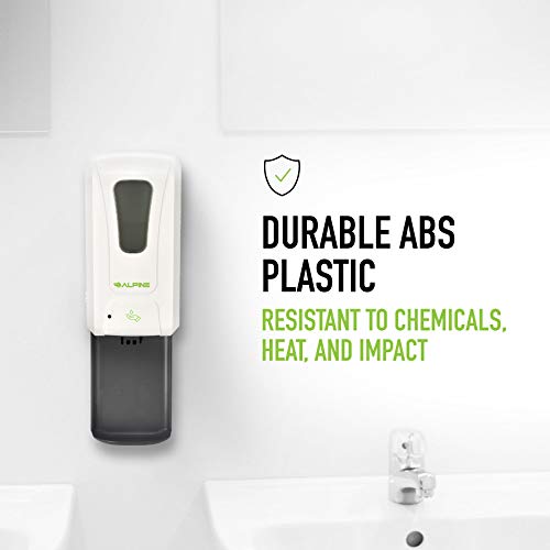 Alpine Automatic Hand Sanitizer Dispenser - Touchless Soap Dispenser with Drip Tray for Restaurant, Hospital, School, Hotel, Kitchen and Bathroom -1200mL Liquid, Gel White