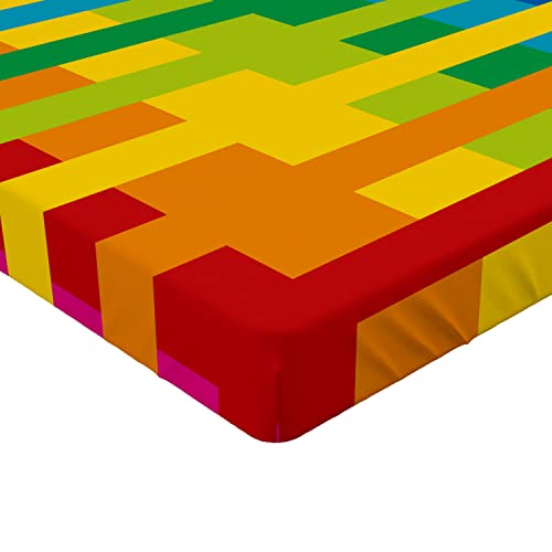 Ambesonne Rainbow 2 Pack Fitted Sheet, Vibrant Tones Green Blue Multicolored, Bed Cover All-Round Elastic Deep Pockets 2 Pieces, Package Contains 2 Twin Size Fitted Sheets, Green Blue Multicolor