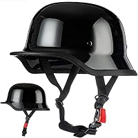 Vintage German Motorcycle Half Helmet, ECE Approved Retro Open Face Helmets, Adult Men's Cap Adjustable Quick Release Buckle, for Cruiser Bike Scooter A,L/(58~60cm) Automotive