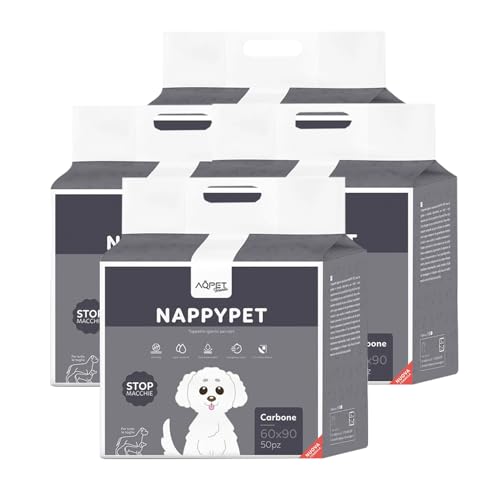 AQPET Tappetini igienici assorbenti con Carboni Attivi per Cane Traverse per Animali Domestici Cuccioli Anti Odore, 60x90 cm, 200 Pezzi