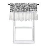 ReverseClock Buffalo Check Window Valance Floral Lace Curtain Tiers Rod Pocket Window Treatment Plai
