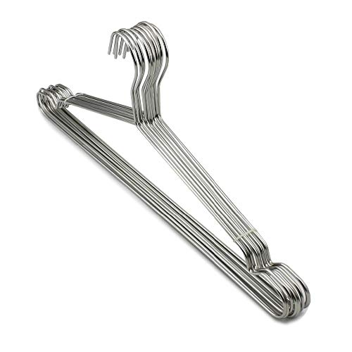 Percha extra ancha de acero inoxidable de 50 cm para abrigos grandes, perchas de metal duraderas (paquete de 20) para una mejor organización del armario