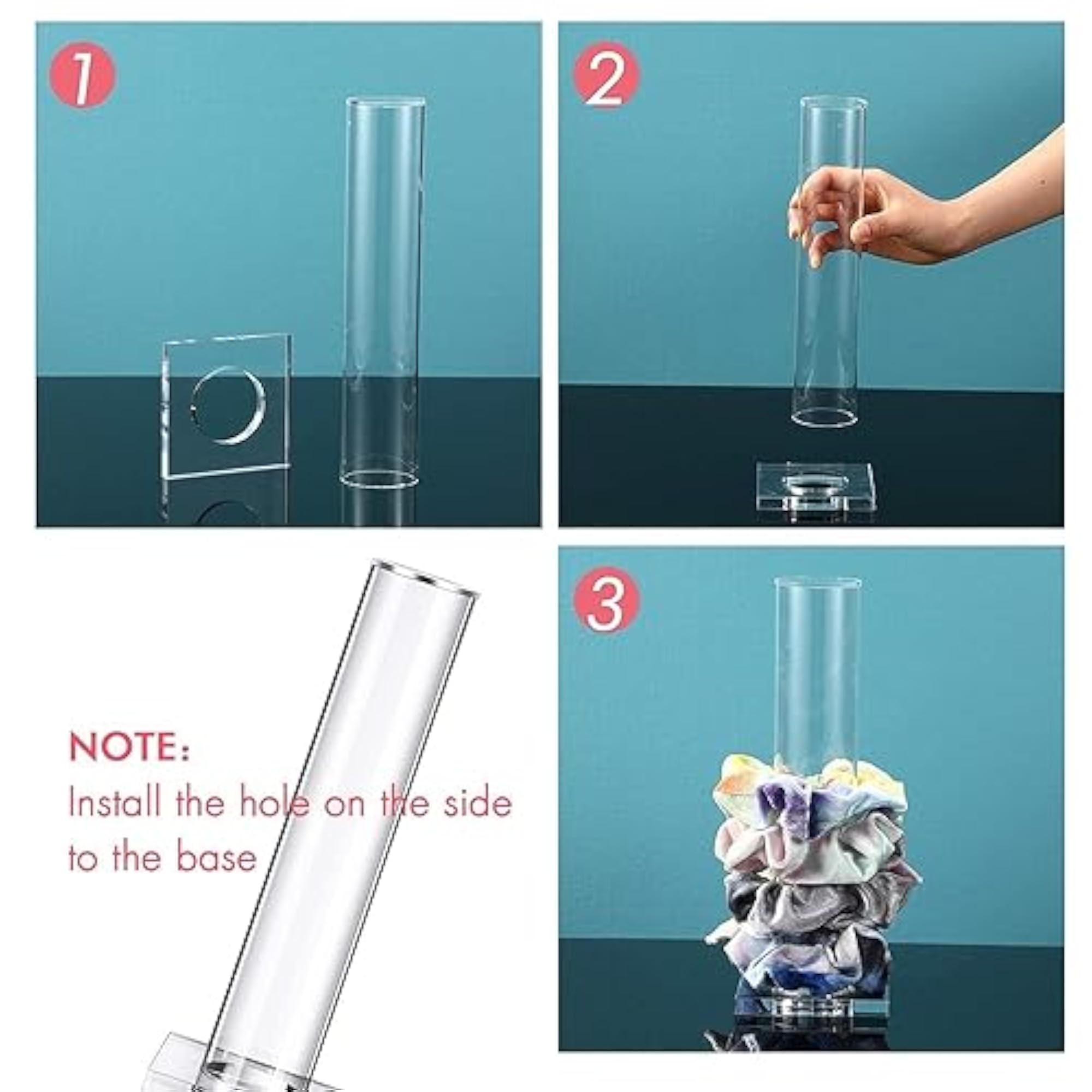 Acrylic Scrunchie Holder Stand, Clear Vertical Bracelet Display Organizer