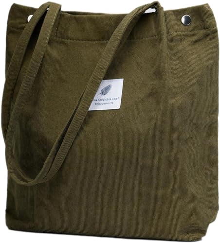 Image of Street27 Korean Canvas Corduroy Tote Bag Casual Work Shoulder Handbags | Multi-Purpose Bag |Sturdy Canvas Bag with Large Capacity | Shopping Bag for Office, College & Daily Use