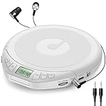 Gueray CD Player Portable Personal CD Players with Headphones LCD Display Anti-Skip Protection HiFi Classic CD Music Player Support PROG Memory Function CD Player for Car Home (White)