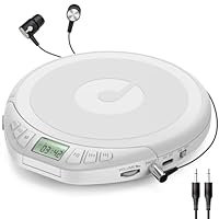 Gueray CD Player Portable Personal CD Players with Headphones LCD Display Anti-Skip Protection HiFi Classic CD Music Player Support PROG Memory Function CD Player for Car Home (White)