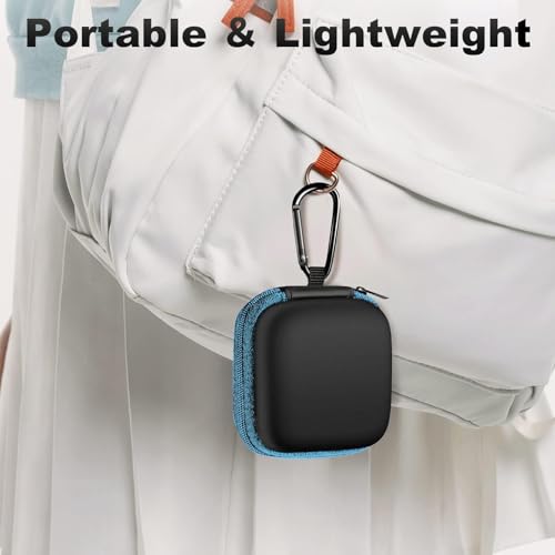Image of Square Earbud Case Portable EVA Carrying Case Storage Bag Cell Phone Accessories Organizer with Carabiner for Earphone, Earbud, Earpieces, SD Memory Card, Camera Chips, Tech Pouch, Blue1