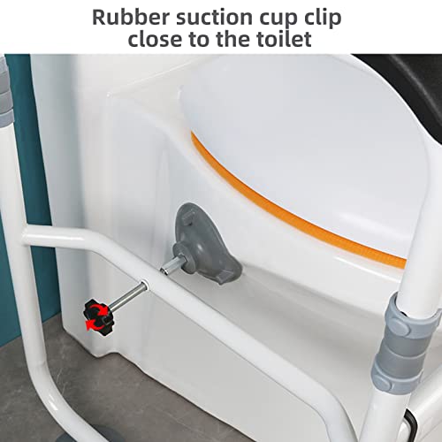 Toilet Rail Bathroom Safety Frame Medical Railing Helper For Elderly, Handicap, Disabled, Seniors,Bariatric Assist Handrail Grab Bar Adjustable Height,Padded Arms Fit Most Toilet Seats #TOP6