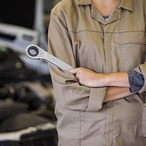 Focmkeas 1/4-5/16 Inch Reversible Universal Ratcheting Wrench,Imperial Double Offset Box End， Matte Chrome Plated Cr-V Steel， Heavy-Duty，72 Tooth Ratchet Spanner Crooked For Narrow Spaces #TOP5