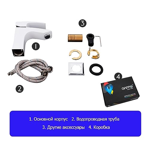 Grifo de lavabo de latón cromado blanco monomando para lavabo de baño con mezcla de agua 8
