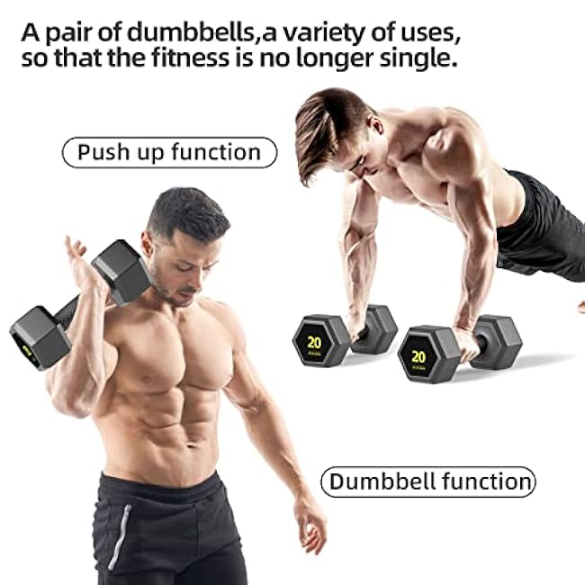 Hex Dumbbells PVC Encase Coating Free Weight Dumbbell Set for Strength Training, Home Gym Fitness and Full Body Workout
