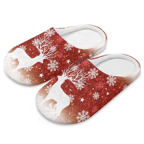 Forchrinse Christmas House Slippers for Women Men Indoor Closed Toe Flannel Slippers Washable Reusable Spa Hotel Shoes2