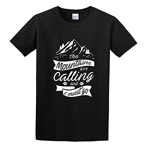 The Mountains Are Calling And I Must Go Funny Campers Camping Slate O-Neck Unisex Short Sleeve T-Shirt Black L