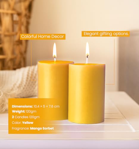Image of IRIS Wax Homefragrances Pack of 2, Fragrance Pillar Candles- 120G Each- 2 inchX 3 inch (Mango Sorbet)